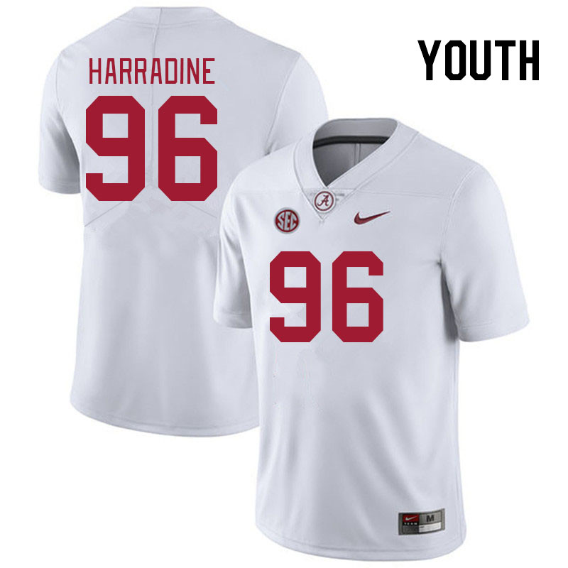 Youth #96 Reed Harradine Alabama Crimson Tide College Footabll Jerseys Stitched Sale-White